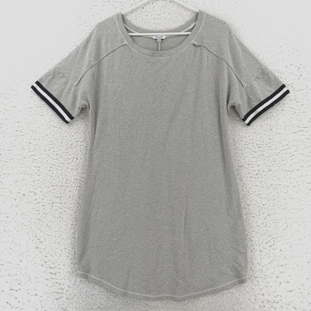 Splendid Womens Gray Raglan Short Sleeve Stripe Cuff T-Shirt Dress L SD11303 NWT